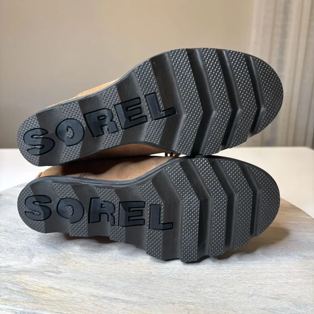 Sorel Women’s Joan of Arctic Hidden Wedge Brown Leather Suede Boots US Size 4‎